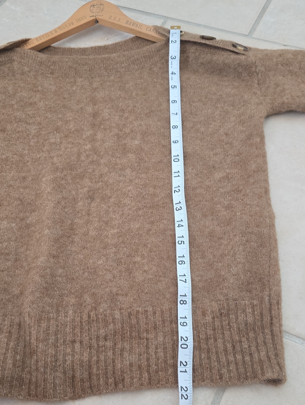 SÉZANE Victor Shoulder Button Boatneck Marled Chestnut Mohair Sweater NWOT RARE - Picture 7 of 11